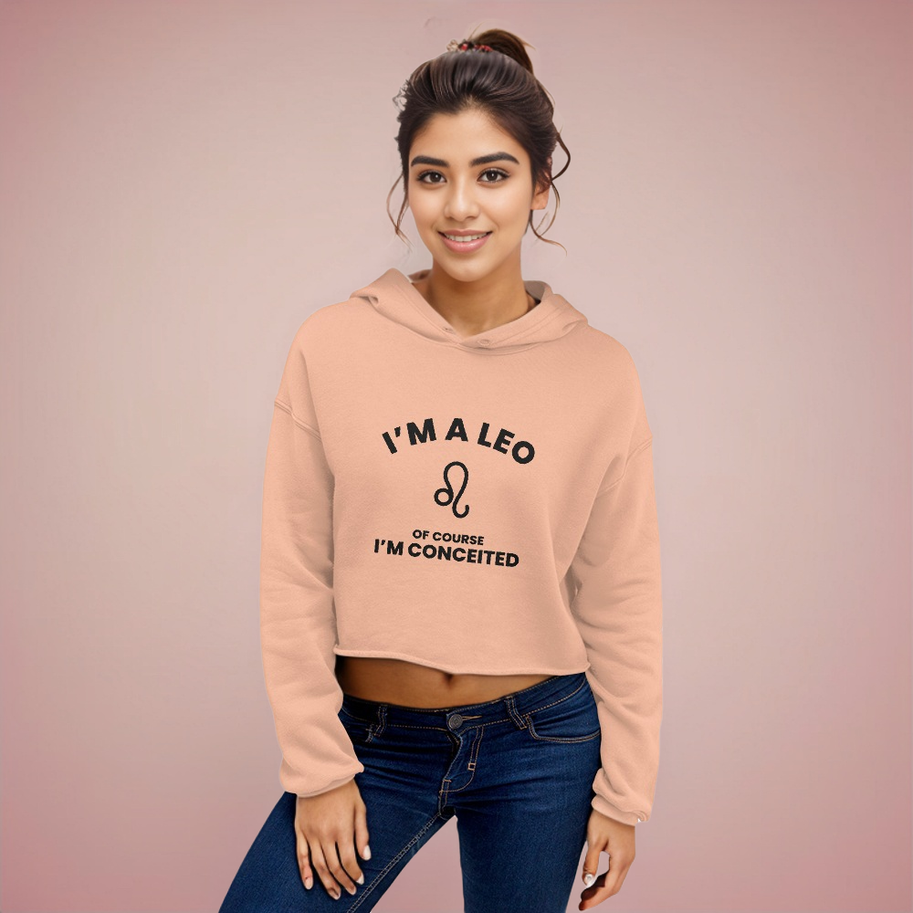 Leo Peach Crop Hoodie