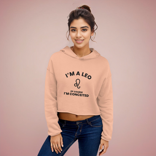 Leo Peach Crop Hoodie